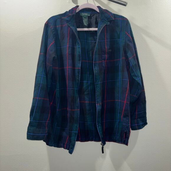 Lauren Ralph Lauren 100% Wool Plaid Zip-Up Jacket - Size Large - Picture 5 of 15